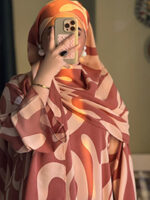 Printed Regular Abaya with Hijab